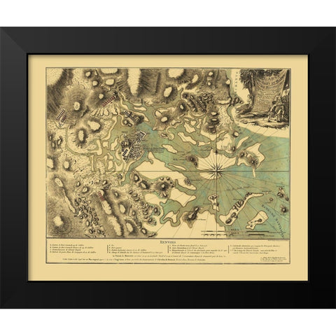Boston Harbor Massachusetts - Beaurain 1776 Black Modern Wood Framed Art Print by Beaurain