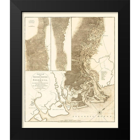 Northern Frontiers of Georgia - Campbell 1780 Black Modern Wood Framed Art Print by Campbell
