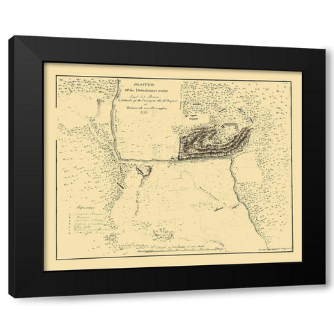 Baum Position Walmscock Bennington - Durnford 1777 Black Modern Wood Framed Art Print with Double Matting by Durnford