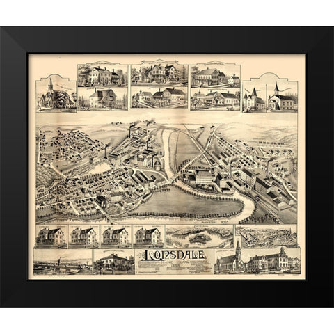 Lonsdale Rhode Island - Bailey 1888 Black Modern Wood Framed Art Print by Bailey