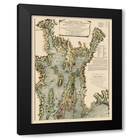 Narragansett Bay - Blaskowitz 1777 Black Modern Wood Framed Art Print by Blaskowitz