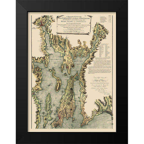 Narragansett Bay - Blaskowitz 1777 Black Modern Wood Framed Art Print by Blaskowitz