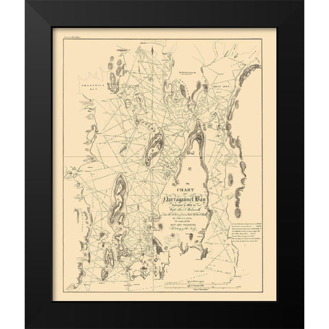 Narragansett Bay - US Navy 1832 Black Modern Wood Framed Art Print by US Navy