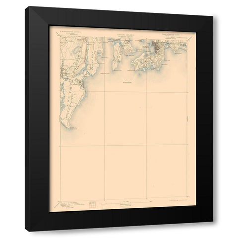 Newport Rhode Island Sheet - USGS 1894 Black Modern Wood Framed Art Print with Double Matting by USGS