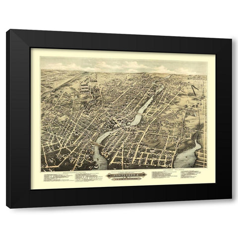 Pawtucket Central Falls Rhode Island - Vogt 1877 Black Modern Wood Framed Art Print with Double Matting by Vogt