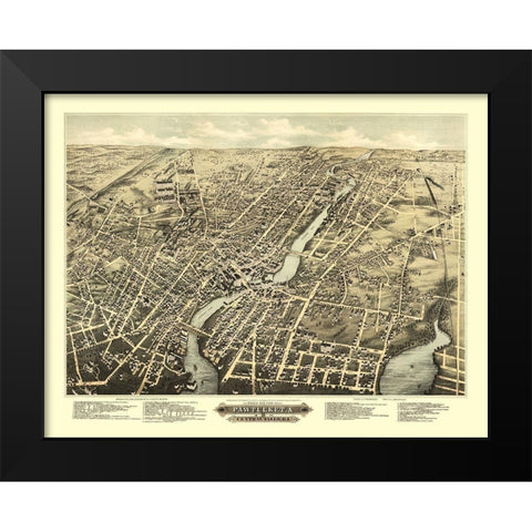 Pawtucket Central Falls Rhode Island - Vogt 1877 Black Modern Wood Framed Art Print by Vogt