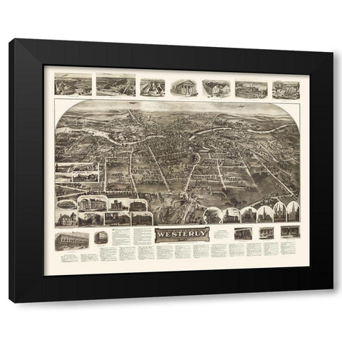 Westerly Rhode Island - Hughes 1911 Black Modern Wood Framed Art Print by Hughes