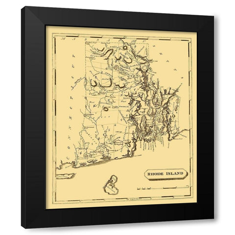 Rhode Island - Arrowsmith 1808 Black Modern Wood Framed Art Print with Double Matting by Arrowsmith