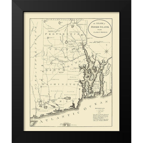 Rhode Island - Reid 1796 Black Modern Wood Framed Art Print by Reid