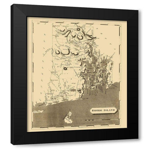 Rhode Island - Arrowsmith 1809 Black Modern Wood Framed Art Print with Double Matting by Arrowsmith