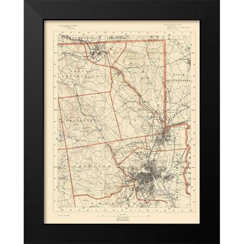 Rhode Island 1 of 10 Sheet - USGS 1891 Black Modern Wood Framed Art Print by USGS