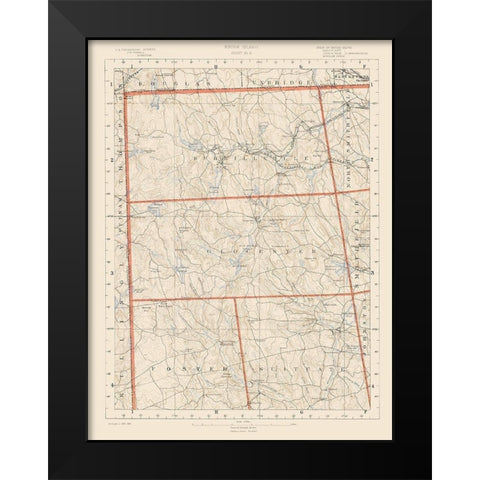 Rhode Island 2 of 10 Sheet - USGS 1891 Black Modern Wood Framed Art Print by USGS