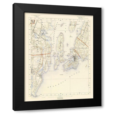 Rhode Island 7 of 10 Sheet - USGS 1891 Black Modern Wood Framed Art Print with Double Matting by USGS