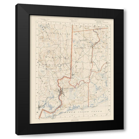 Rhode Island 9 of 10 Sheet - USGS 1891 Black Modern Wood Framed Art Print with Double Matting by USGS