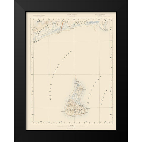 Rhode Island 10 of 10 Sheet - USGS 1891 Black Modern Wood Framed Art Print by USGS