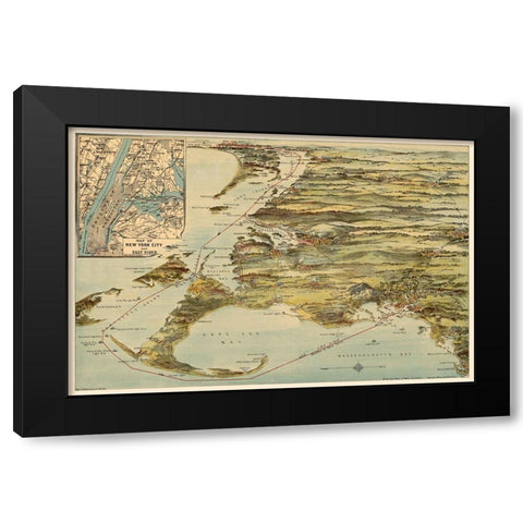 Rhode Island - Walker 1905 Black Modern Wood Framed Art Print with Double Matting by Walker