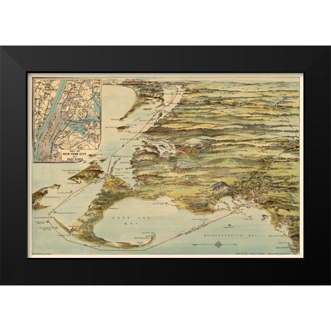 Rhode Island - Walker 1905 Black Modern Wood Framed Art Print by Walker