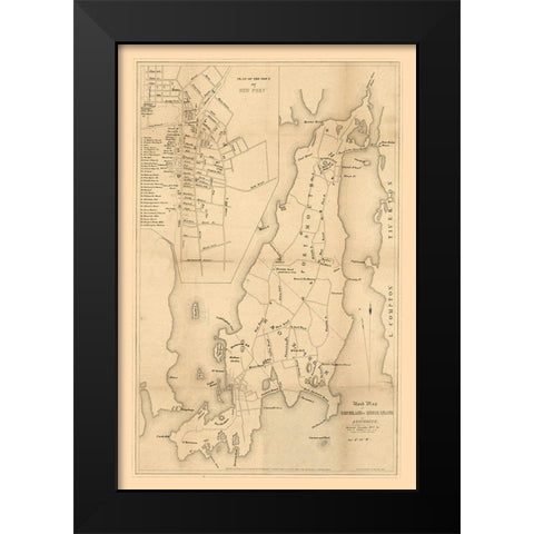 Rhode Island - Hammett 1849 Black Modern Wood Framed Art Print by Hammett