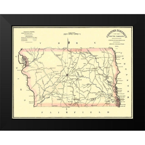 Chester South Carolina Landowner - Mills 1825 Black Modern Wood Framed Art Print by Mills
