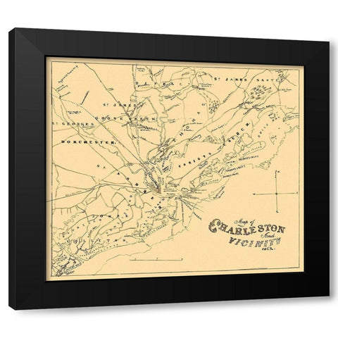 Charleston, and Vicinity South Carolina Black Modern Wood Framed Art Print by Hawley