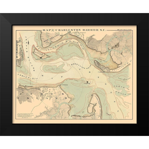 Charleston Harbor - Bowen 1860 Black Modern Wood Framed Art Print by Bowen