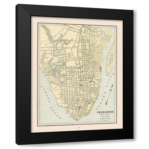Charleston South Carolina - Cram 1892 Black Modern Wood Framed Art Print with Double Matting by Cram