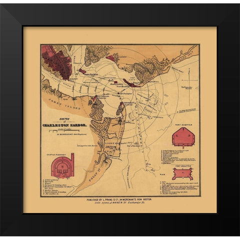 Charles Town South Carolina - Williams 1860 Black Modern Wood Framed Art Print by Williams