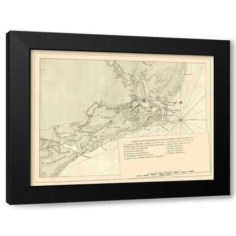Charles Town South Carolina -Sproule 1780 Black Modern Wood Framed Art Print by Sproule