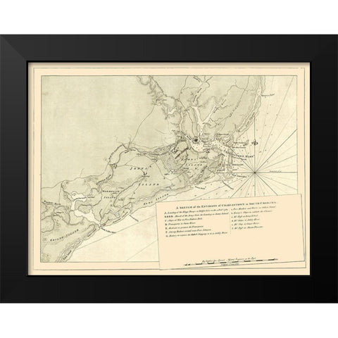 Charles Town South Carolina -Sproule 1780 Black Modern Wood Framed Art Print by Sproule