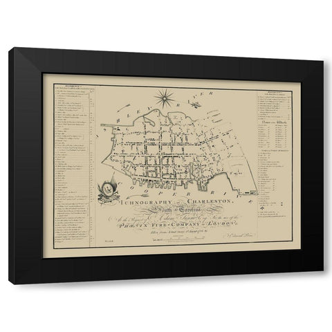 Charleston South Carolina - Petrie 1790 Black Modern Wood Framed Art Print by Petrie