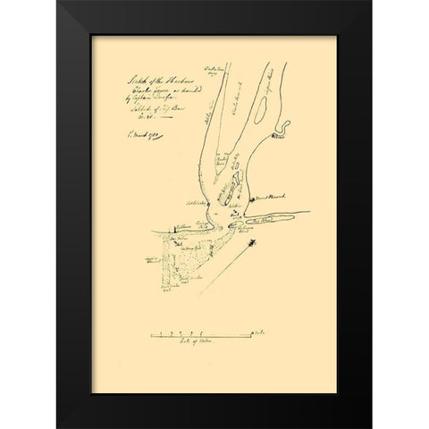 Charles Townn South Carolina - Durfee 1780 Black Modern Wood Framed Art Print by Durfee