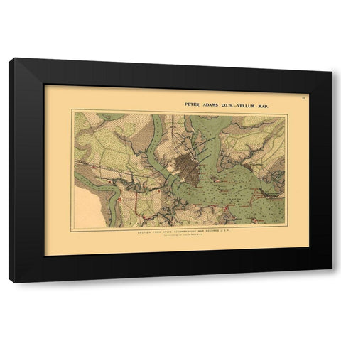 Charleston Harbor South Carolina - Adams 1860 Black Modern Wood Framed Art Print by Adams