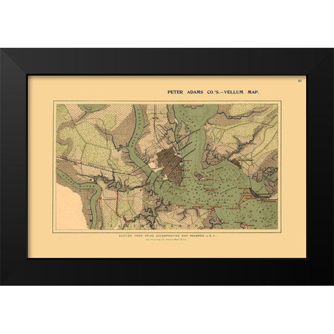 Charleston Harbor South Carolina - Adams 1860 Black Modern Wood Framed Art Print by Adams