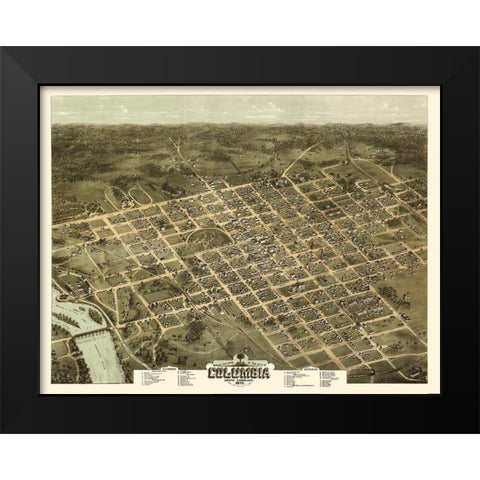 Columbia South Carolina - Drie 1872 Black Modern Wood Framed Art Print by Drie