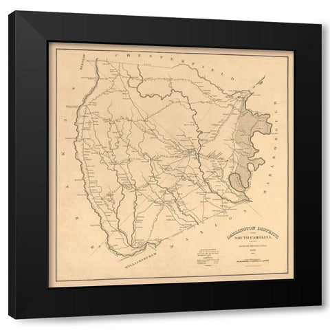 Darlington County South Carolina - Tanner 1825 Black Modern Wood Framed Art Print with Double Matting by Tanner