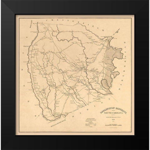 Darlington County South Carolina - Tanner 1825 Black Modern Wood Framed Art Print by Tanner