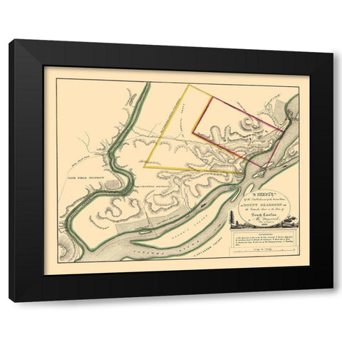 Mount Dearborn, South Carolina - Macomb 1809 Black Modern Wood Framed Art Print by Macomb