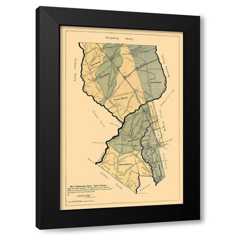 Dorchester County South Carolina - Knight 1900 Black Modern Wood Framed Art Print with Double Matting by Knight