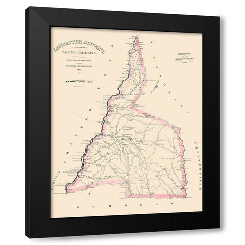 Lancaster South Carolina Landowner - Mills 1825 Black Modern Wood Framed Art Print with Double Matting by Mills