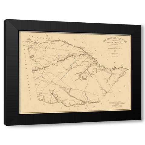 Lexington South Carolina Landowner - Mills 1825 Black Modern Wood Framed Art Print with Double Matting by Mills
