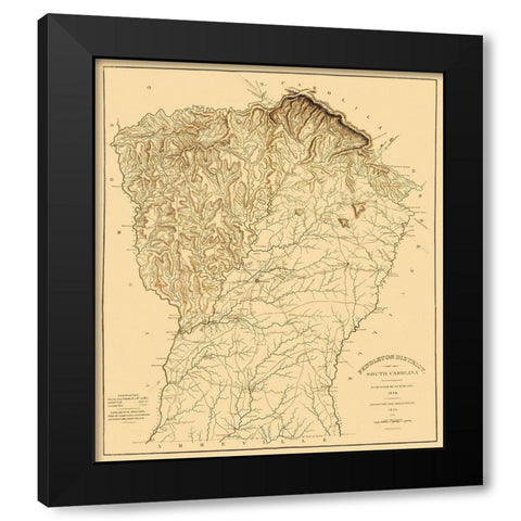 Pendleton South Carolina Landowner - Mills 1825 Black Modern Wood Framed Art Print with Double Matting by Mills