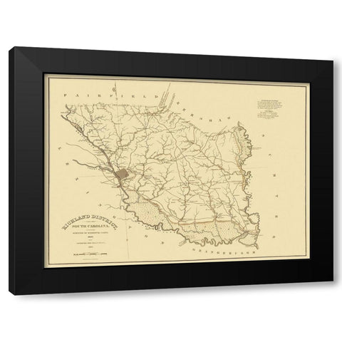 Richland South Carolina Landowner - Mills 1825 Black Modern Wood Framed Art Print with Double Matting by Mills