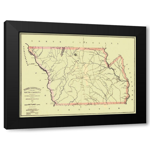 York South Carolina Landowner - Mills 1825 Black Modern Wood Framed Art Print by Mills