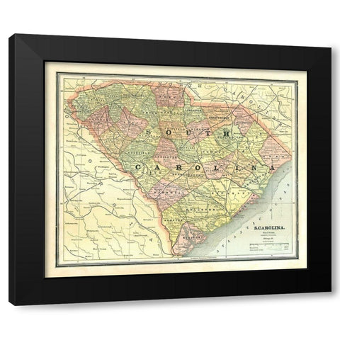 South Carolina - Cram 1886 Black Modern Wood Framed Art Print by Cram