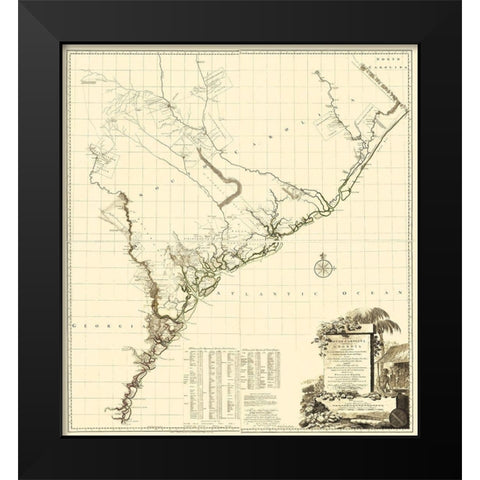 South Carolina, Part of Georgia - Jefferys 1757 Black Modern Wood Framed Art Print by Jefferys