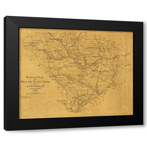 South Carolina - Hotchkiss 1880 Black Modern Wood Framed Art Print with Double Matting by Hotchkiss
