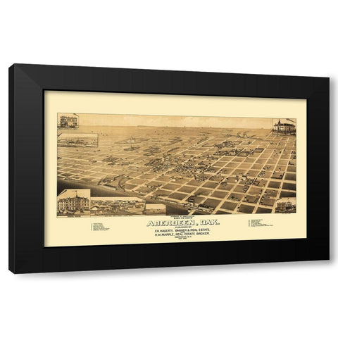 Aberdeen South Dakota - Wellge 1883 Black Modern Wood Framed Art Print by Wellge