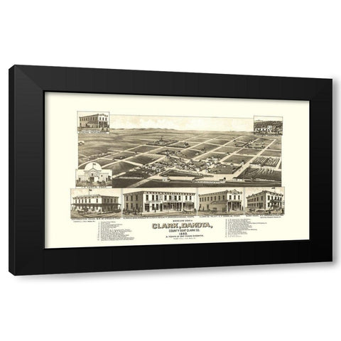 Clark South Dakota - Stoner 1883 Black Modern Wood Framed Art Print by Stoner