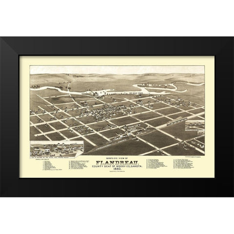Flandreau South Dakota - Stoner 1883 Black Modern Wood Framed Art Print by Stoner