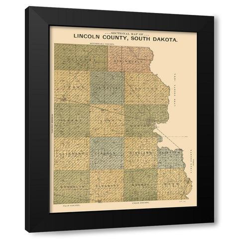 Lincoln County South Dakota - Scott 1899 Black Modern Wood Framed Art Print with Double Matting by Scott